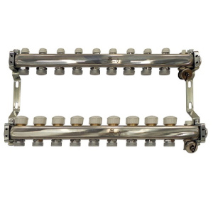 Коллекторный блок с балансировочными и термостатическими клапанами 1"x3/4"EU x9, в комплекте ручн.воздухоотводчик, сливн.кран