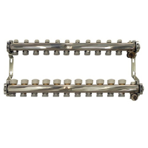 Коллекторный блок с балансировочными и термостатическими клапанами 1"x3/4"EU x11, в комплекте ручн.воздухоотводчик, сливн.кран