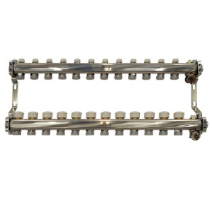 Коллекторный блок с балансировочными и термостатическими клапанами 1"x3/4"EU x12, в комплекте ручн.воздухоотводчик, сливн.кран