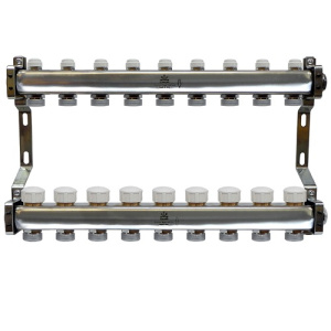 Коллекторный блок с балансировочными и термостатическими клапанами 1"x3/4"EU x9