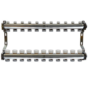 Коллекторный блок с балансировочными и термостатическими клапанами 1"x3/4"EU x11