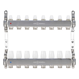 Блок коллекторный из нерж. стали с балансировочными и термостатическими клапанами 1"x3/4"EU x8