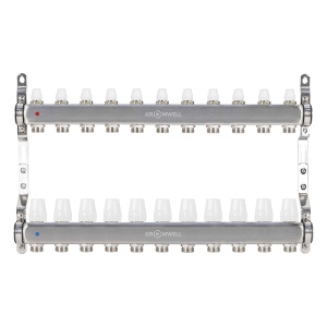 Блок коллекторный из нерж. стали с балансировочными и термостатическими клапанами 1"x3/4"EU x11