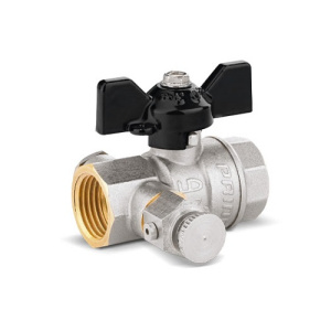 Кран шаровой латунный LD Pride 44.15.В-В.С.Б с дренажем и воздухоотводчиком, вн./вн.резьба, ручка-ба