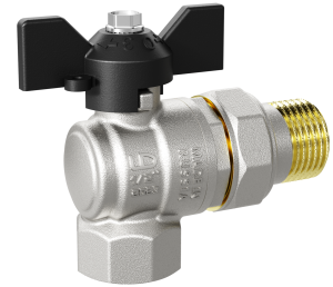 Кран шаровой латунный LD Pride 47.20.В-ГШ.У.Б угловой, вн.резьба/"американка", ручка-бабочка, 3/4"