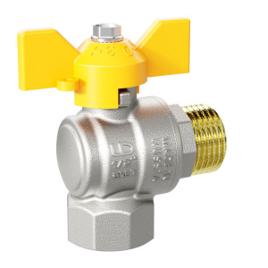 Кран шаровой латунный угловой LD Pride 47.15.В-Н.У.Б GAS Ду 15 Ру 40 бабочка