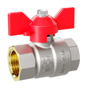 Кран шаровой Pride 47.15.В-В.Б латунный, Ду15, Ру40, ручка бабочка, цвет ручки красный LD