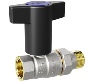 Кран шаровой латунный Pride 47.15.В-ГШ.ТР, Ду 15, Ру 40, Т-рукоятка (Red + Blue),LD