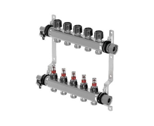 Коллектор с расходомерами стальной, выходы 4x3/4 Евроконус '1Ф