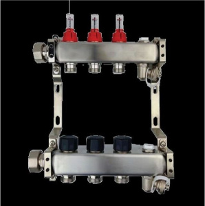 Коллектор UN с расходомерами стальной с накидной гайкой, выходы 10x3/4 Евроконус '1Ф