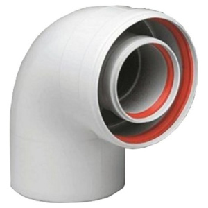 Колено коаксиальное 90°, ф60/100 мм, материал - ПВХ Ferroli