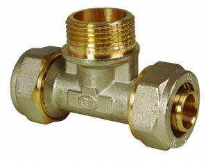 Тройник обжимной с переходом на наружную резьбу 26х3/4"х26 (Арт.:EU.MY6507 26x34x26)