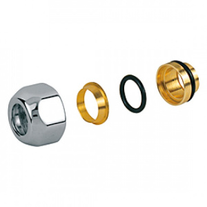 Переходник хромированный, 16 x 15, с глянцевой поверхностью, для металлической (медной) трубы