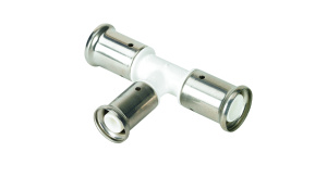 Тройник переходный уменьшенный в центре, ПВДФ пресс, 26х20х26, цвет белый Henco