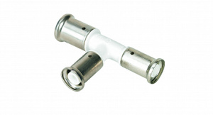 Тройник переходный уменьшенный с двух сторон, ПВДФ пресс, 26х26х16, цвет белый Henco