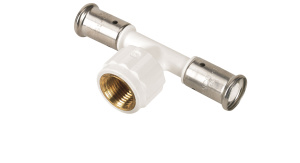 Тройник ВР, ПВДФ пресс, 20х3/4"х20, цвет белый Henco