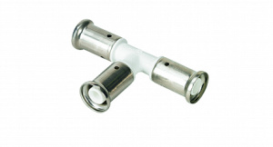 Тройник равнопроходный, ПВДФ пресс (белый), 16x16x16