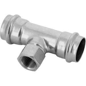 Пресс-тройник из нержавеющей стали с переходом на внутреннюю резьбу 18х1/2"х18