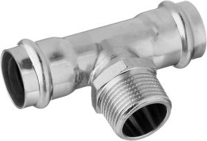 Пресс-тройник из нержавеющей стали, с переходом на наружную резьбу, 42х1-1/4"х42 Kromwell