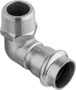 Пресс-угольник 90°, из нержавеющей стали, с переходом на наружную резьбу, 18х1/2" Kromwell