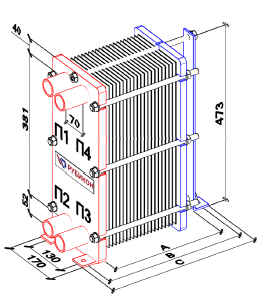 Теплообменник пластинчатый SKBB-04 - AISI316 - 0.5 - 32 мм - H-33 Рубикон (Феникс)