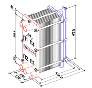 Теплообменник пластинчатый SKBB-04 - AISI316 - 0.5 - 32 мм - H-24 Рубикон (Феникс)