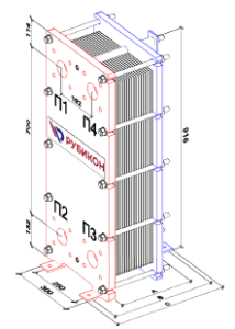 Теплообменник пластинчатый SKBB-19 - AISI316 - 0.5 - 65 мм - HM22-44 Рубикон (Феникс)