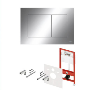 Комплект TECEbase 3.0, панель смыва TECEnow хром глянцевая (латунный вентиль)