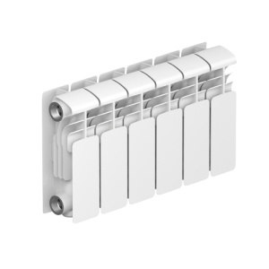 Радиатор алюм Rifar Alum 200 6 секций, подкл боковое, RAL 9016 глянцевый