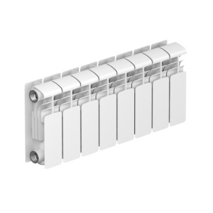 Радиатор алюм Rifar Alum 200 8 секций, подкл боковое, RAL 9016 глянцевый