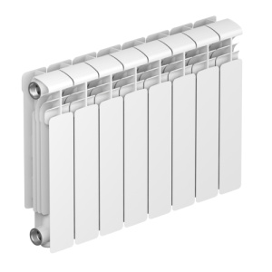 Радиатор алюм Rifar Alum 350 8 секций, подкл боковое, RAL 9016 глянцевый