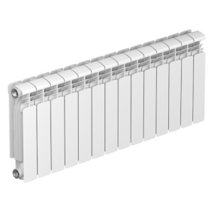 Радиатор алюм Rifar Alum 350 14 секций, подкл боковое, RAL 9016 глянцевый