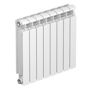 Радиатор алюм Rifar Alum 500 8 секций, подкл боковое, RAL 9016 глянцевый