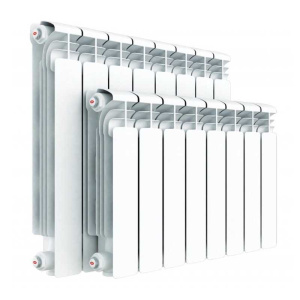 Радиатор алюм Rifar Alum 500 9 секций, подкл боковое, RAL 9016 глянцевый