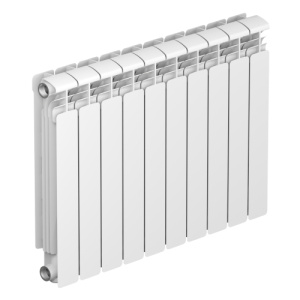 Радиатор алюм Rifar Alum 500 10 секций, подкл боковое, RAL 9016 глянцевый