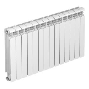 Радиатор алюм Rifar Alum 500 14 секций, подкл боковое, RAL 9016 глянцевый