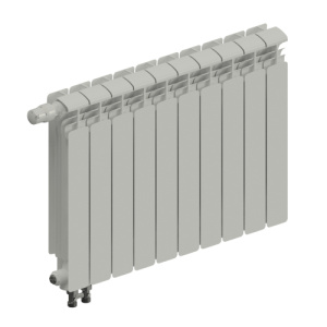 Радиатор алюм Rifar Alum Ventil 500 10 секций, подкл нижнее правое, RAL 9010 глянцевый