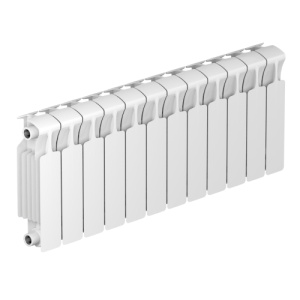 Радиатор биметалл Rifar Monolit 300 12 секций, подкл боковое, RAL 9016 глянцевый