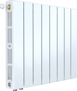 Радиатор биметалл Rifar SUPReMO Ventil 500 8 секций, подкл нижнее левое, RAL 9016 глянцевый
